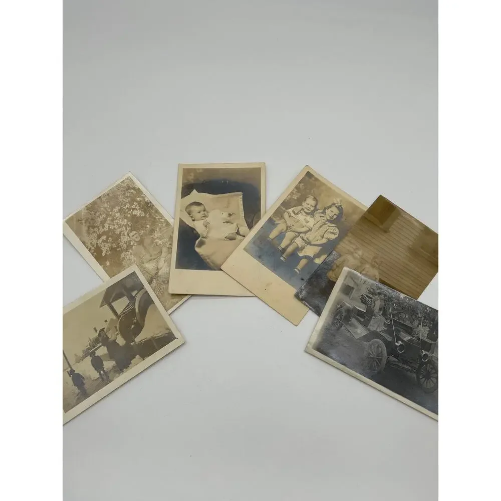 Antique Real Photo Postcard Lot of 6 RPPC Baby Car Snapshot Postcards 1910-20s?